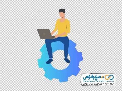 دانلود تصویر وکتوری مهندس و چرخ دنده