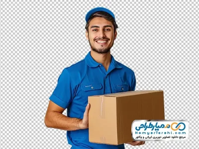 تصویر با کیفیت پستچی با جعبه پست