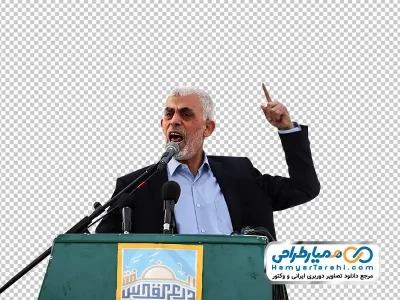 عکس یحیی سنوار در حال سخنرانی