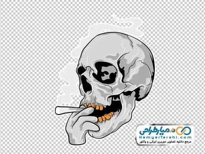 تصویر وکتوری جمجمه انسان در حال سیگار کشیدن