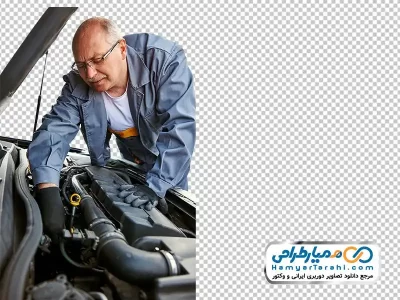 تصویر با کیفیت مرد در حال تعمیر ماشین