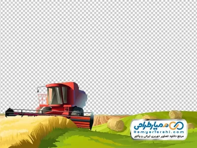 دانلود تصویر وکتوری تراکتور در زمین کشاورزی