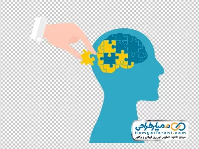 عکس وکتوری تکه های پازل در سر و مغز انسان