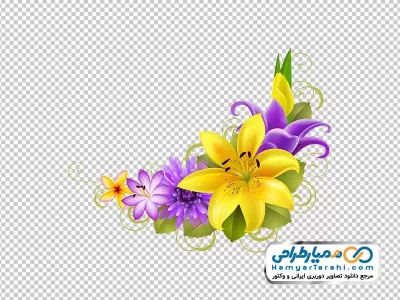 دانلود عکس png کادر گل های زرد و بنفش