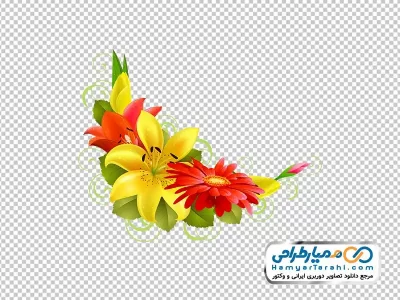 تصویر با کیفیت کادر گل های زرد و قرمز