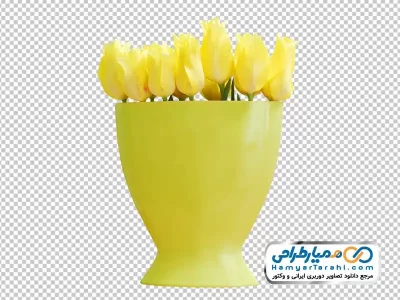 دانلود تصویر با کیفیت گلدان گل لاله زرد