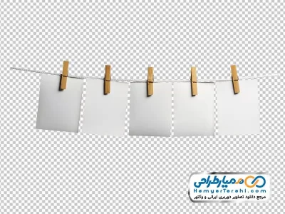 دانلود تصویر png برگه یادداشت آویزان به طناب