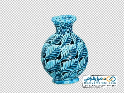 تصویر دوربری گلدان سفالی میناکاری شده