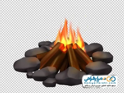 عکس وکتوری هیزم روشن در میان سنگ