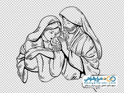 نقاشی حضرت مریم و مسیح در کنار یحیی با فرمت png