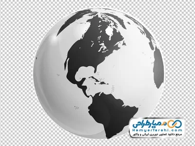 دانلود تصویر سیاه و سفید کره زمین با فرمت png