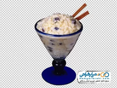 دانلود تصویر با کیفیت شیربرنج و کشمش و تزئین دارچین