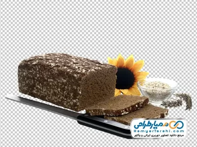 تصویر با کیفیت نان چند غله با گل آفتابگردان با فرمت png