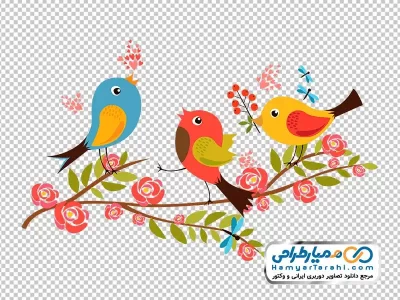 دانلود تصویر وکتوری پرنده و گل