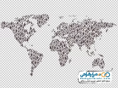 آیکون جمعیت با نقشه جهان با فرمت png