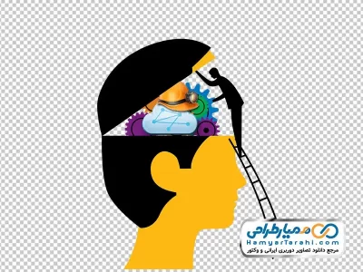 دانلود تصویر وکتوری مشاور در حال بررسی محتویات ذهن
