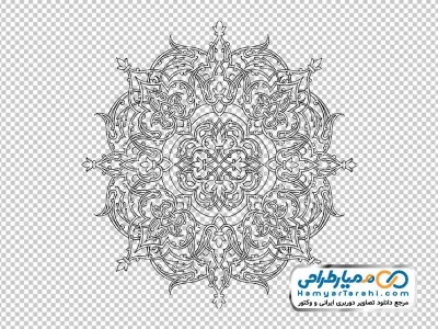 دوربری وکتوری گل تذهیب تک رنگ