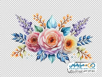 دانلود تصویر png گل های رنگارنگ کارت پستالی
