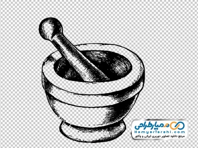 عکس سیاه و سفید هاون عطاری با فرمت png