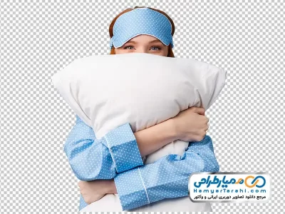 دانلود تصویر با کیفیت خانم با بالش در بغل