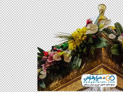 دانلود تصویر png گوشه ضریح امام علی با گل