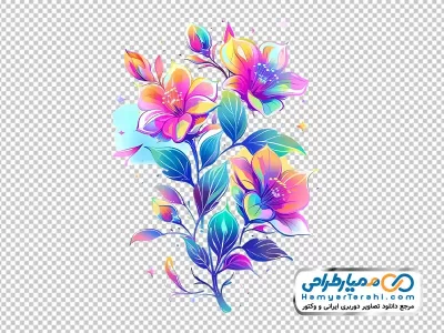 دانلود عکس png گل های صورتی و آبی آبرنگی