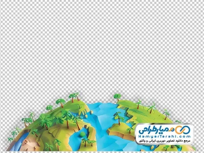 تصویر کره زمین و درخت های وکتوری با فرمت png