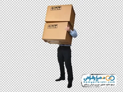 تصویر png پستچی با جعبه در دست