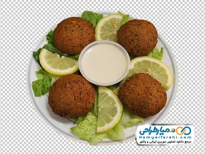 دانلود تصویر با کیفیت بشقاب فلافل با دورچین