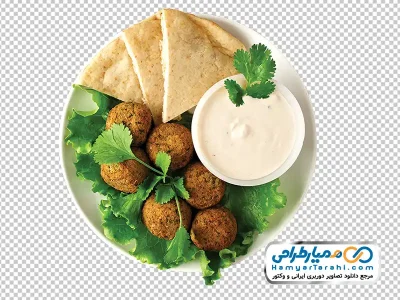 دانلود تصویر png بشقاب فلافل با نان و سس
