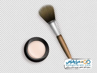 تصویر وکتوری کرم پودر و براش گونه با فرمت png