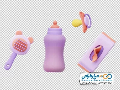 تصویر وکتوری شیشه شیر و پستونک با فرمت png
