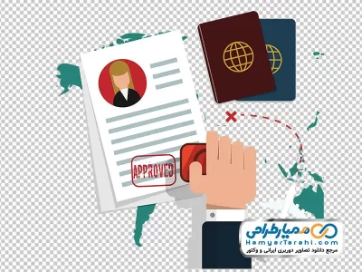 دانلود تصویر وکتوری پاسپورت و برگه تایید ویزا
