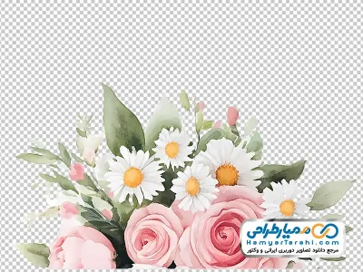 تصویر وکتوری گل های آبرنگی برای حاشیه طرح با فرمت png