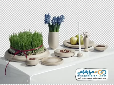 عکس با کیفیت سفره هفت سین با ظرف های سفید