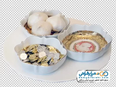دانلود تصویر با کیفیت سیر، سرکه و سکه سفره هفت سین