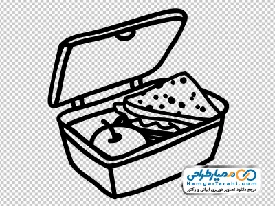 دانلود آیکون جا غذایی با سیب و ساندویچ