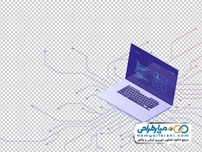 دانلود تصویر وکتوری لپ تاپ و اتصالات برد الکتریکی