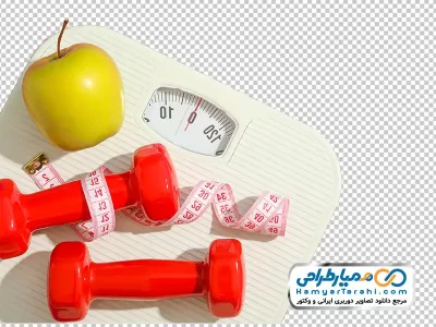 تصویر با کیفیت ترازو، دمبل و متر با فرمت png