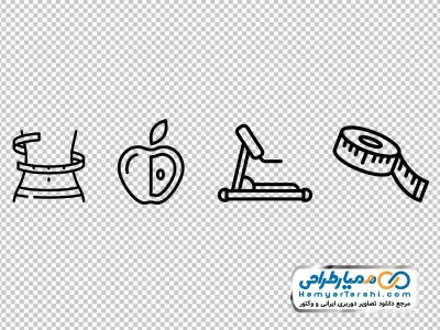 تصویر آیکون های سلامتی و لاغری با فرمت png