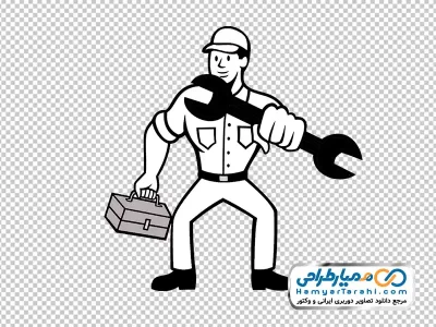 دانلود عکس سیاه و سفید مرد تعمیرکار با آچار