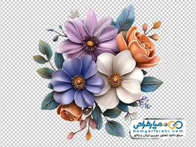 دانلود تصویر وکتوری دسته گل رنگارنگ