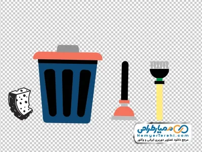 تصویر وکتوری وسایل نظافتی (سطل و اسفنج) با فرمت png
