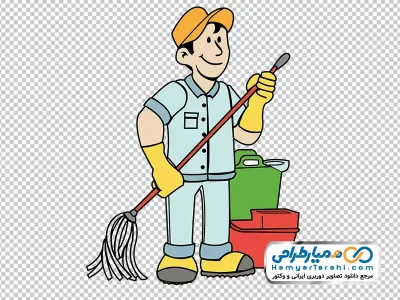 دانلود تصویر کارتونی تمیزکار مرد
