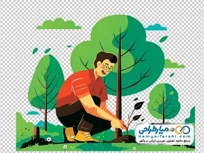 دانلود عکس وکتوری کاشت درخت