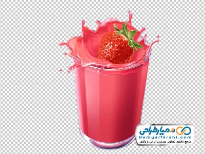 عکس وکتوری لیوان آبمیوه با توت فرنگی با فرمت png