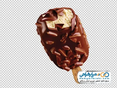 عکس png بستنی چوبی با روکش شکلات و بادام