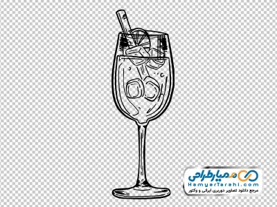 نقاشی سیاه و سفید لیوان آبمیوه با فرمت png