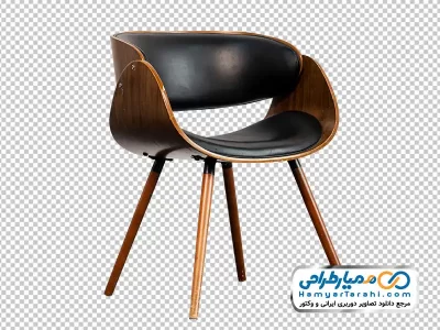 تصویر با کیفیت صندلی چرم با پایه های چوبی