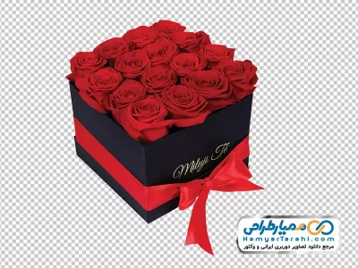 تصویر با کیفیت باکس گل رز قرمز